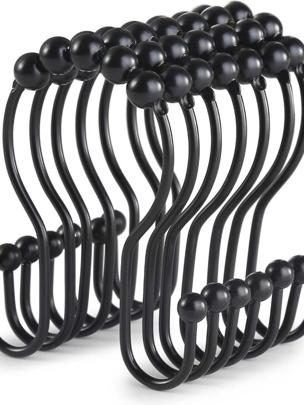 Shower Curtain Hooks, 12 Pcs Shower Curtain Rings, Stainless Steel Black Shower